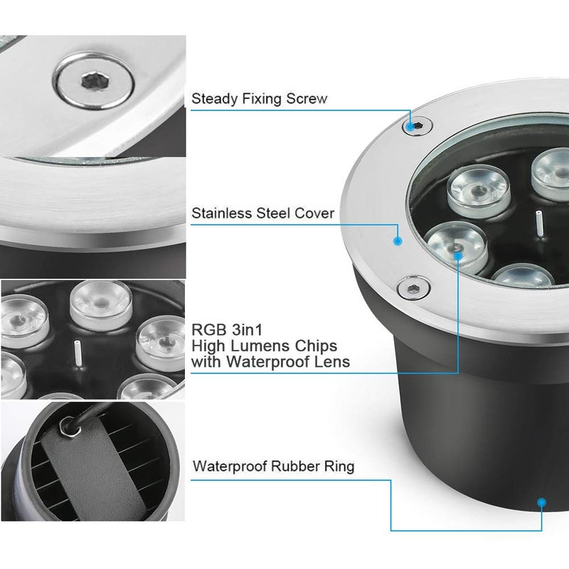 RSN LED إضاءة المناظر الطبيعية LED RSN 18W RGB ضوء تحت الأرض IP65 مقاوم للماء 12V أضواء المناظر الطبيعية تحكم عن بعد لمدخل السيارة سطح الدرج حديقة أضواء خارجية - Image 2